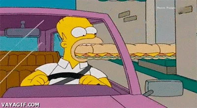 Cartoon character eating a long sandwich, illustrating bocadillos