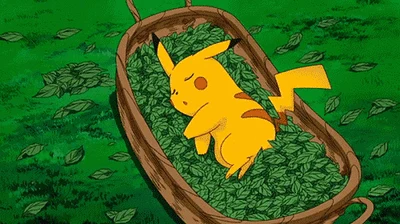 Animated character sleeping outdoors, illustrating a siesta