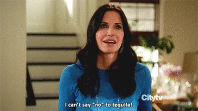 Television scene with the subtitle I can't say no to tequila